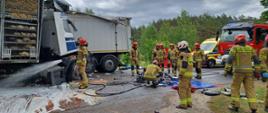Wypadek dwóch samochodów ciężarowych w miejscowości Mławka