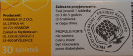 Propolis Forte suplement diety, 30 tabletek o smaku pomarańczowym - producent, kod kreskowy 