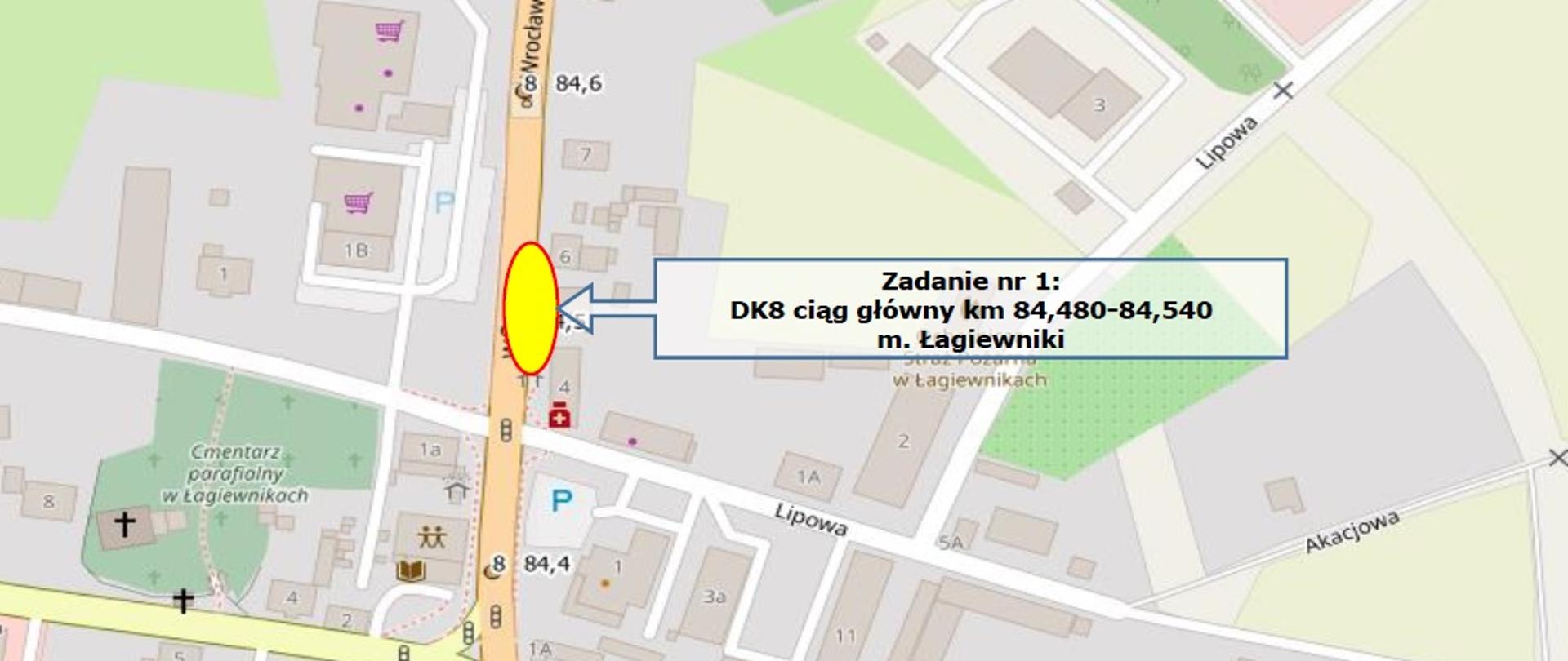 DK8 Łagiewniki - mapa z lokalizacją zadania 