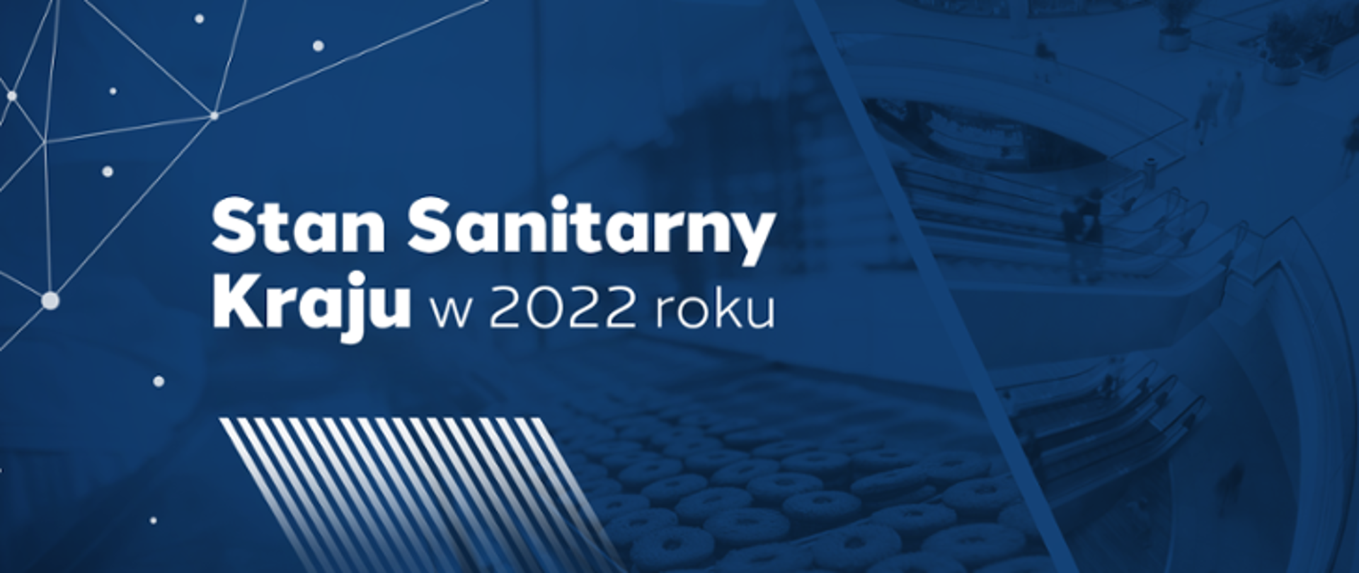 Na granatowym tle napis Stan Sanitarny Kraju w 2022 roku