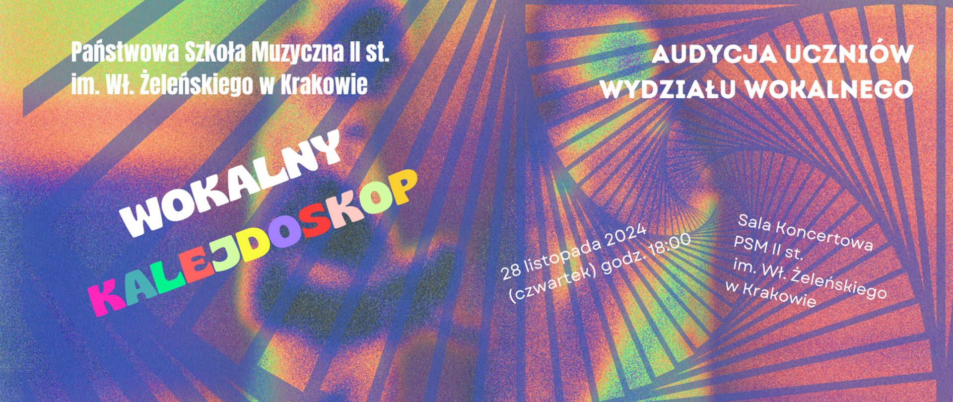 Wokalny kalejdoskop 28.11.2024 kolorowy plakat