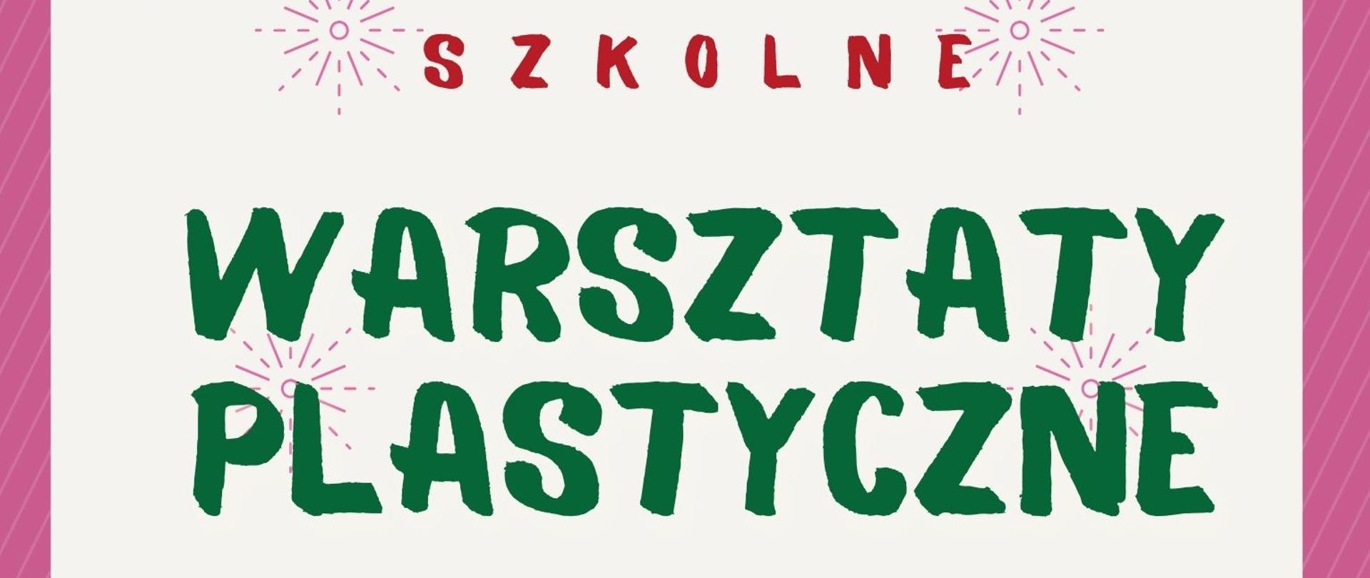 w dolnej części grafika przedstawiająca dłonie i kolorowy odcisk dłoni, z lewej strony czarne pisaki z kolorowymi zatyczkami, wokół plakatu różowa ramka, całość na białym tle 