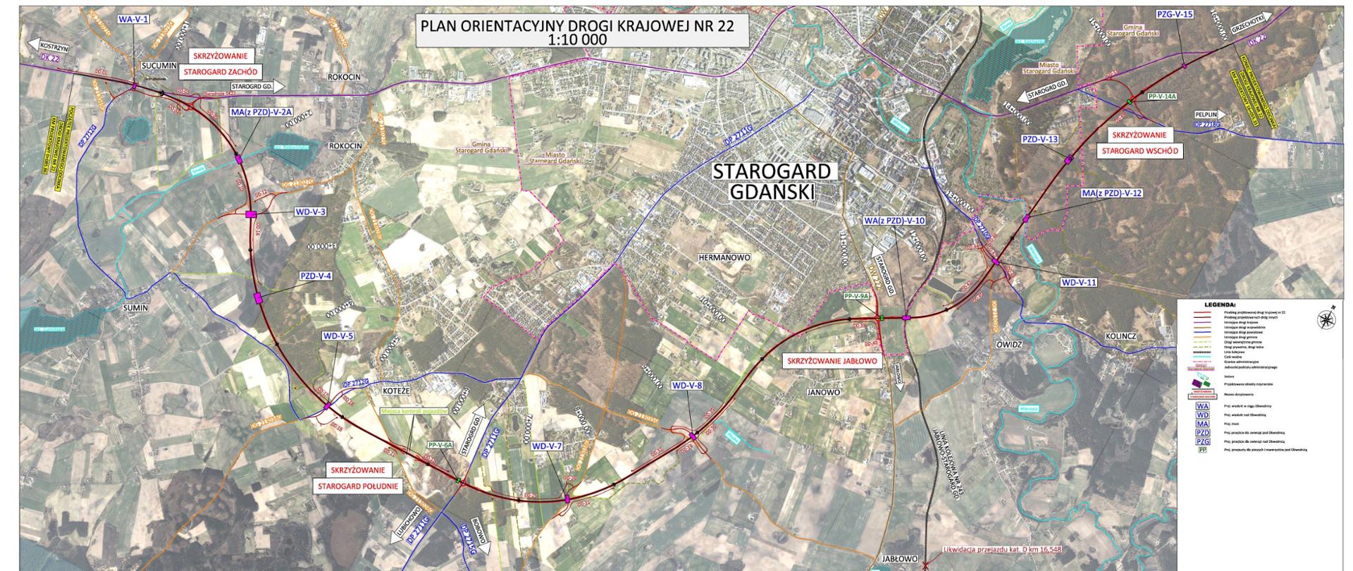 Plan orientacyjny obwodnicy Starogardu Gdańskiego w ciągu DK22