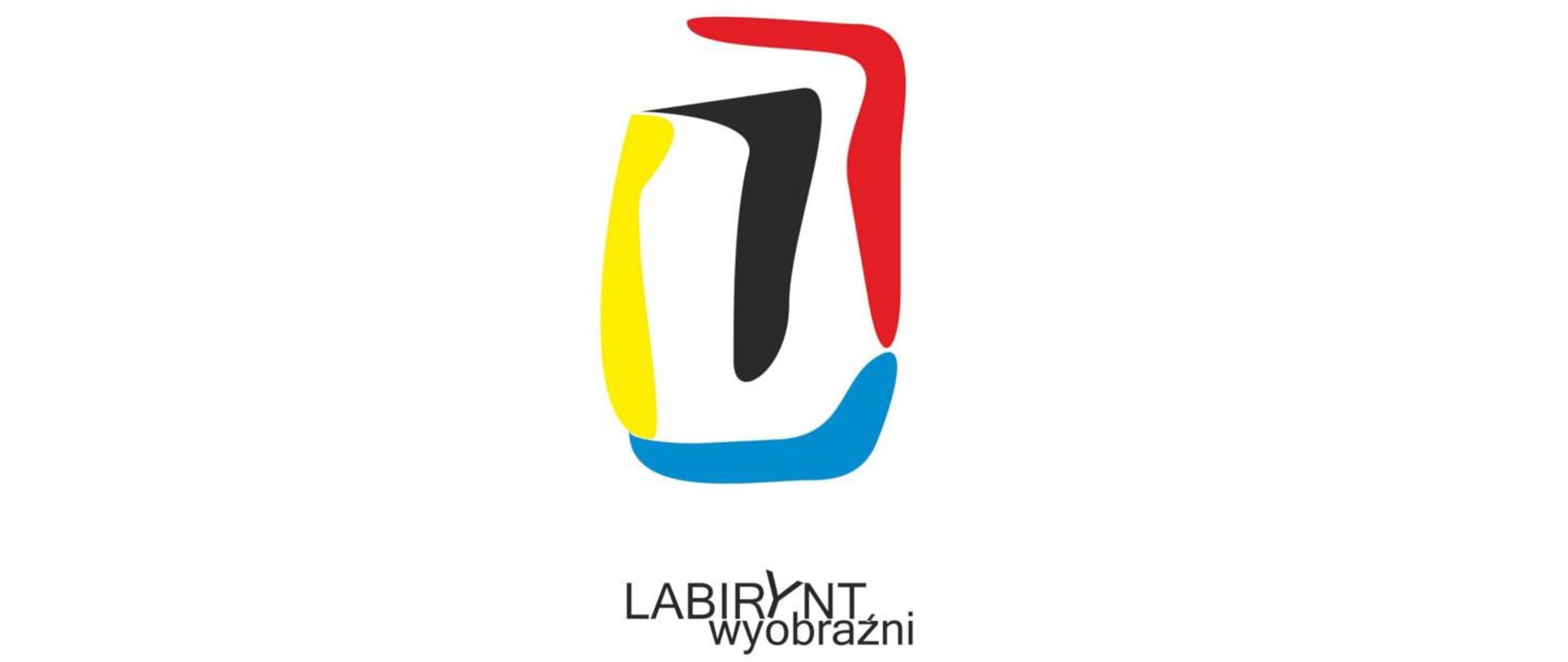 Logo złożone z czterech kolorowych elementów w kształcie liter L. pod logiem napis labirynt wyobraźni. 