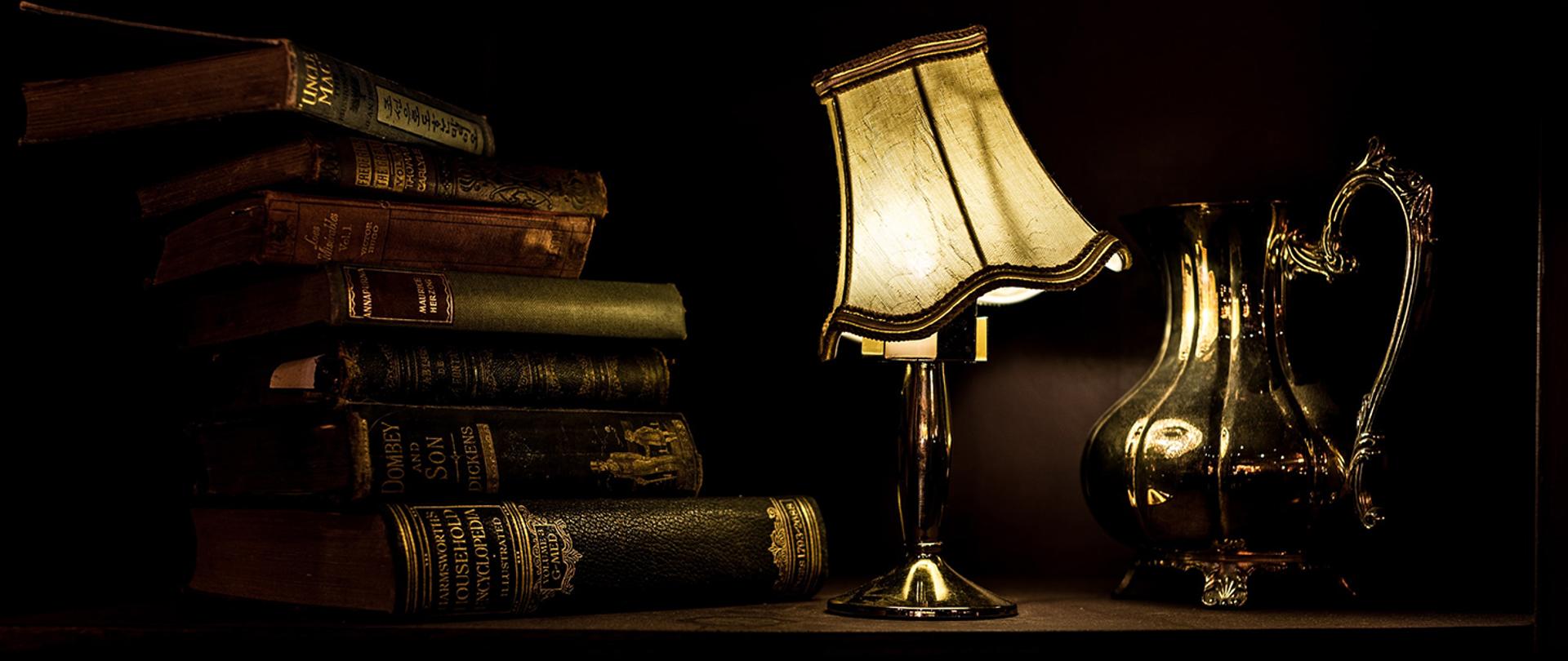 Baner lampa i książki