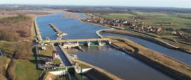 Stopień wodny w Malczycach - ujęcie z drona