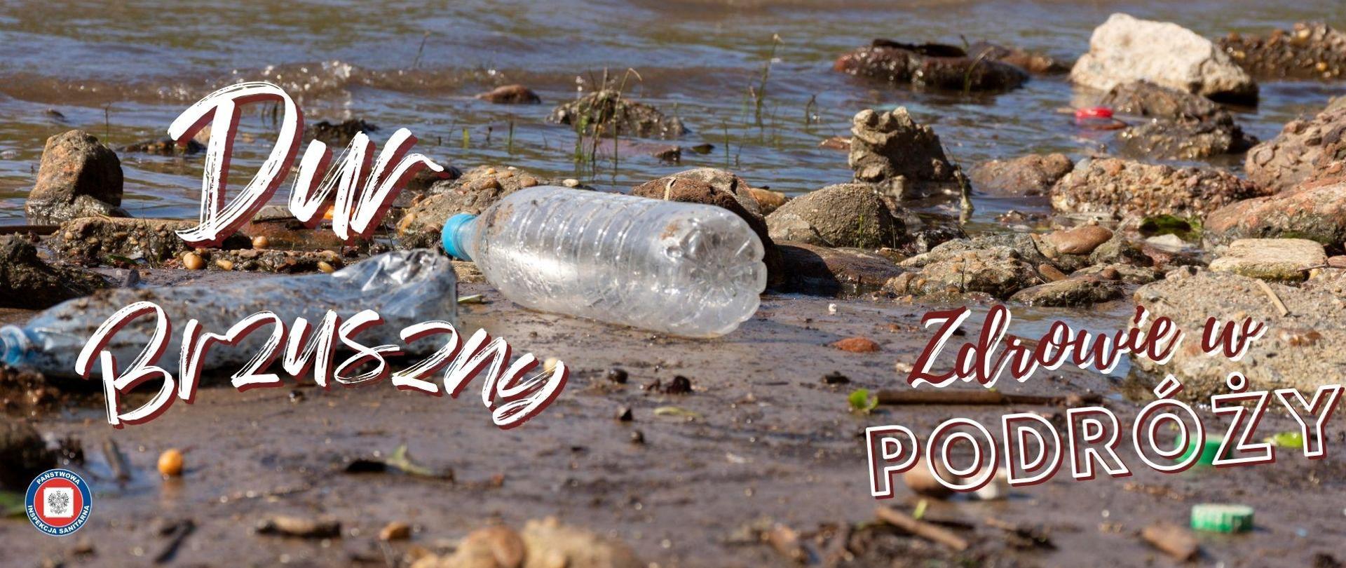 zanieczyszczona plaża śmieci puste butelki