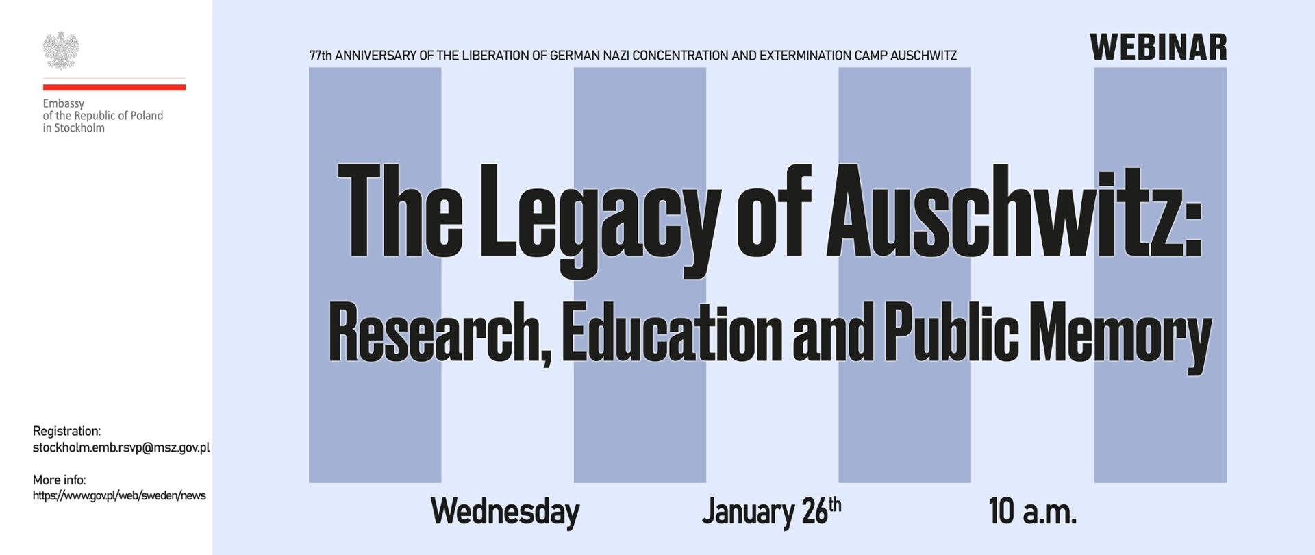 Webinar the Legacy of Auschwitz: Research, Education and Public Memory