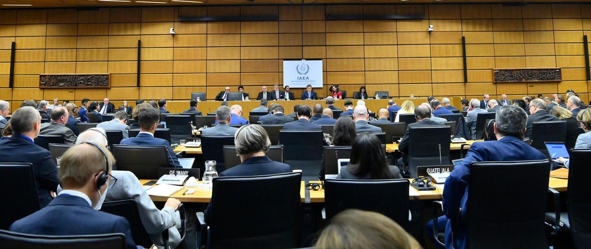 IAEA Board of Governors meeting - participants sit in front of the IAEA leadership