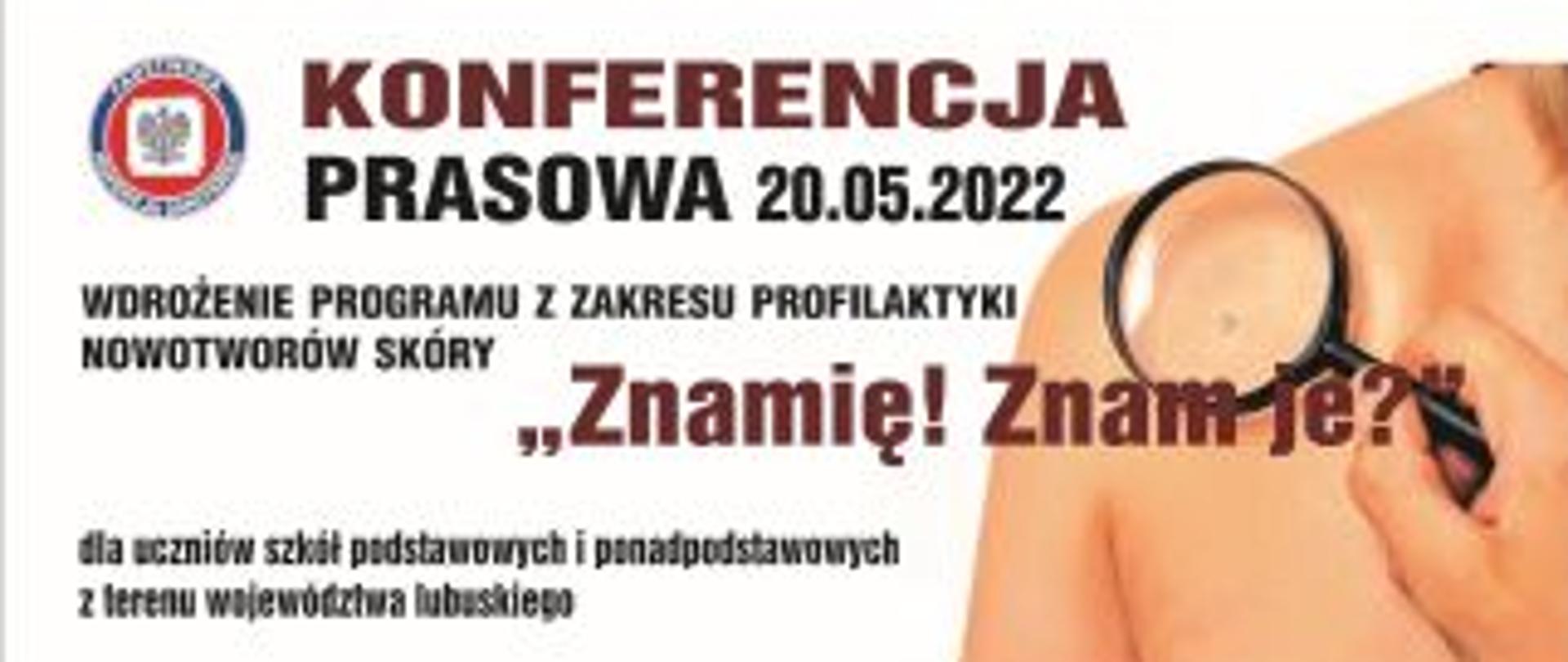 baner informujący o konferencji prasowej dotyczącej programu edukacyjnego "Znamię! Znam je?