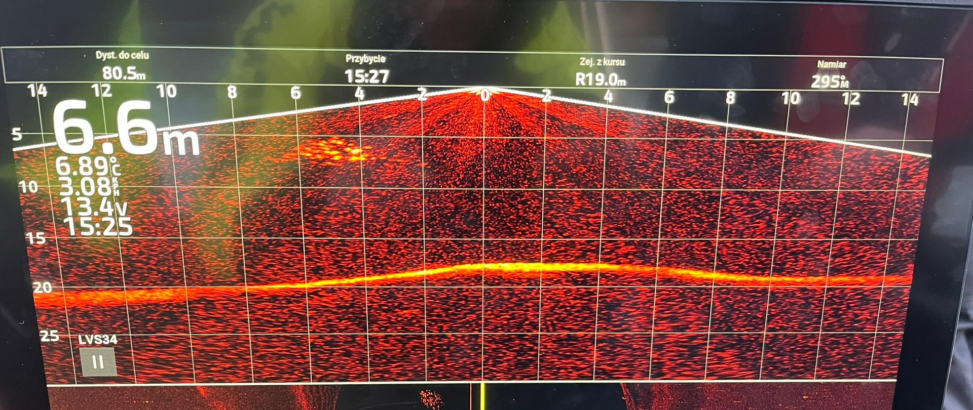 Monitor echosondy wyświetlający obraz pod wodą
