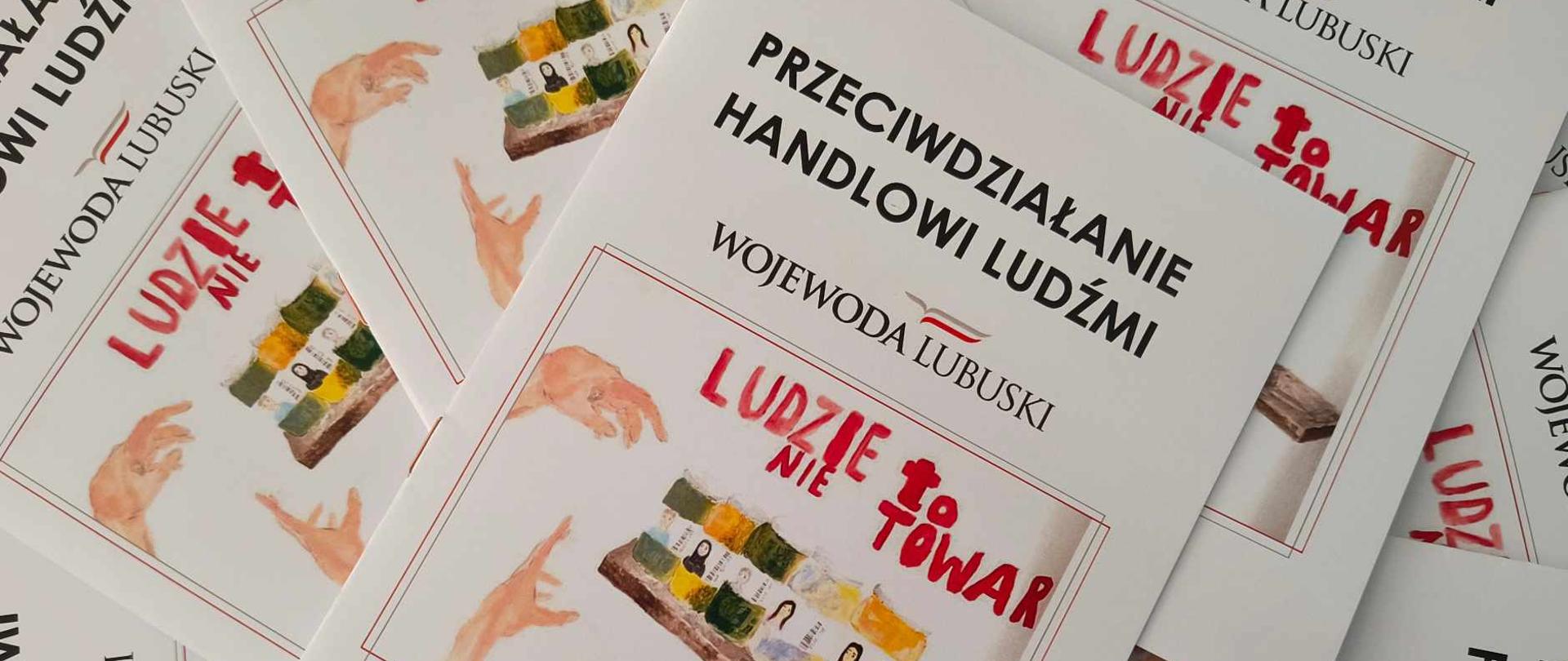 zdjęcie przedstawia okładkę broszury - o tytule "Przeciwdziałanie handlowi ludźmi"