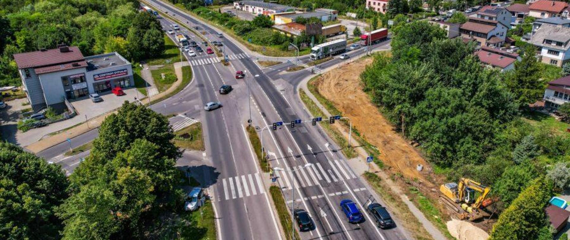 Skrzyżowanie DK94 z ul. Mickiewicza i ul. 20 Straconych, zdjęcie lotnicze