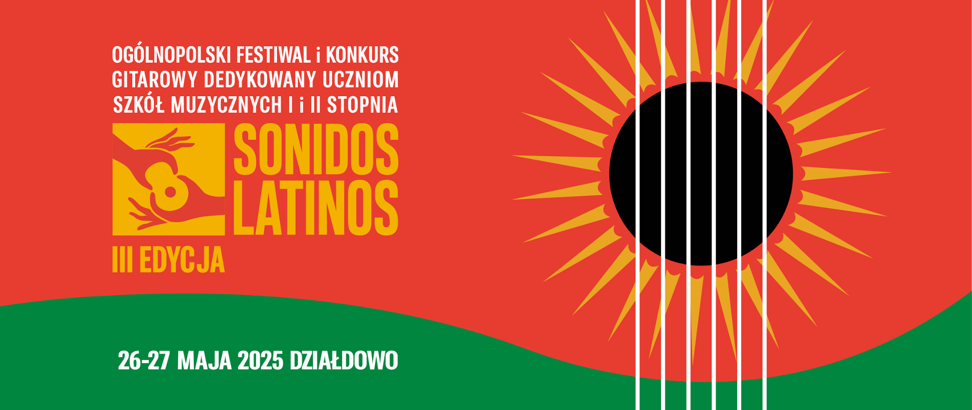 Grafika promująca ogólnopolski festiwal i konkurs gitarowy sonidos latinos edycja III