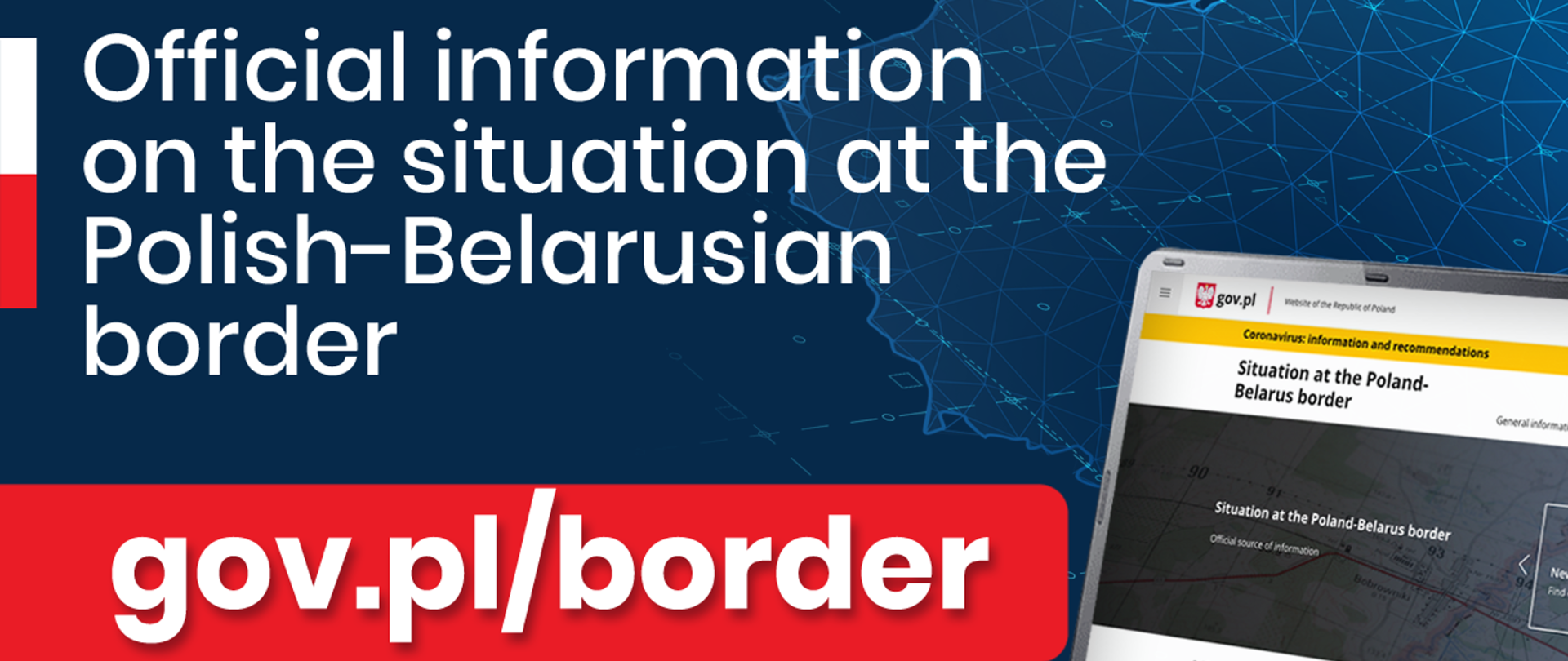 The website of the Prime Minister's Office on the situation on the Polish-Belarusian border