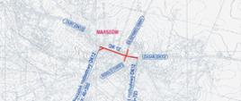 Zdjęcie przedstawia plan orientacyjny rozbudowy drogi krajowej nr 12 w miejscowości Marszów