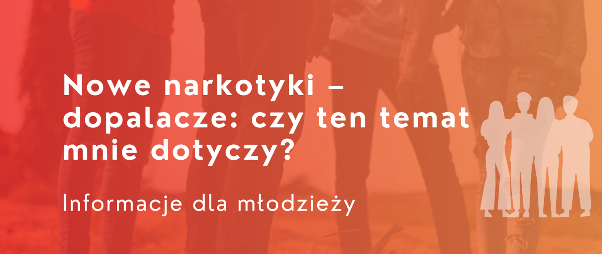 Biały napis na pomarańczowym tle: Nowe narkotyki - dopalacze: czy ten temat mnie dotyczy? Informacje dla młodzieży 