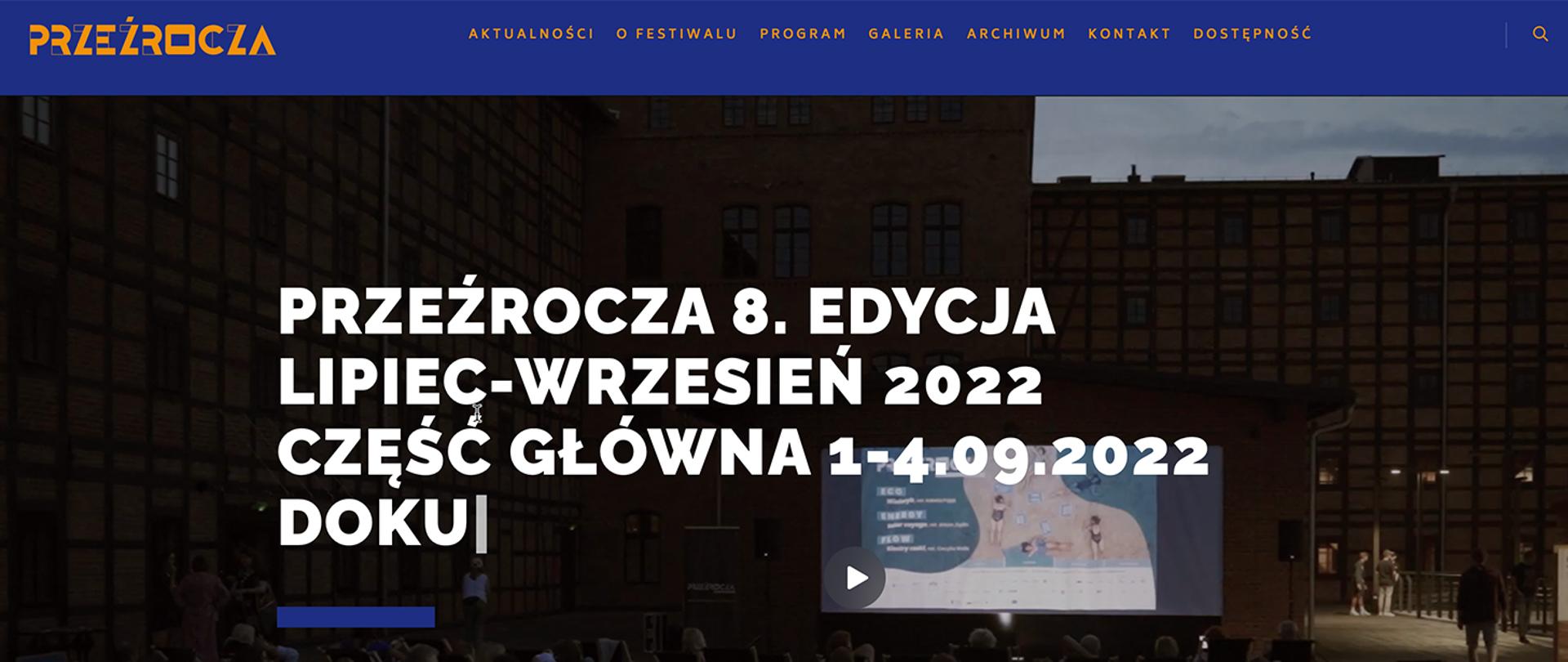 zrzut ekranu ze strony głównej festiwalu Przeźrocza