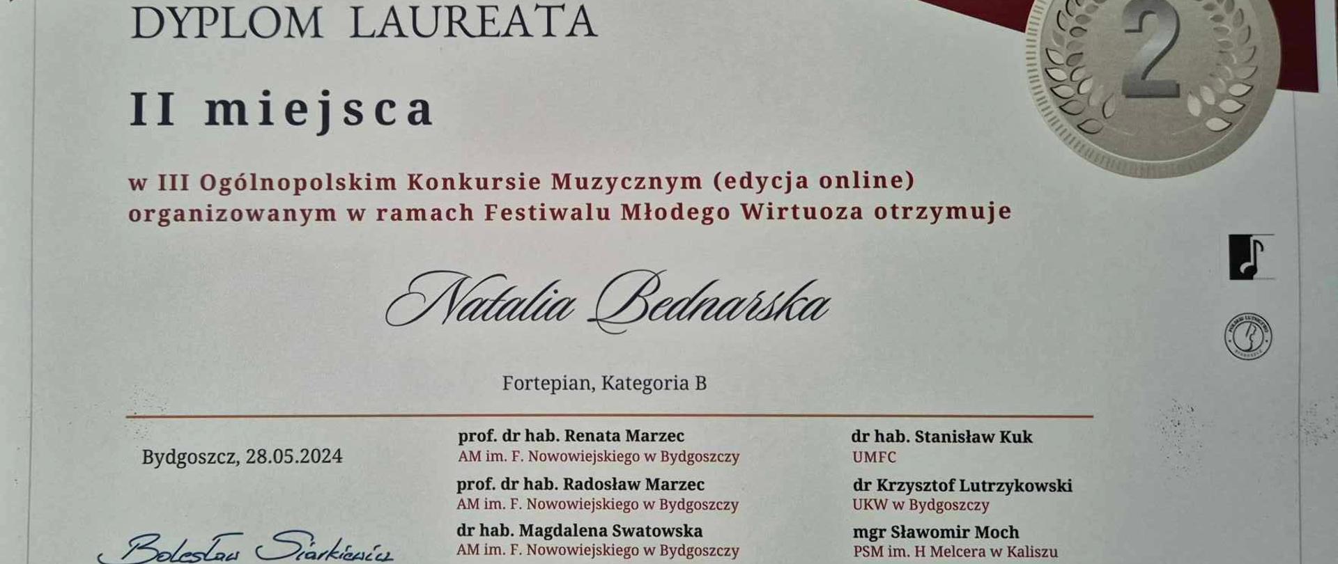 Ogólnopolski Konkurs on-line - dyplom