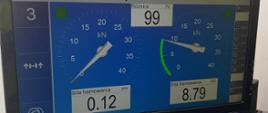 Ekran z wyświetlonym pomiarem siły hamowania