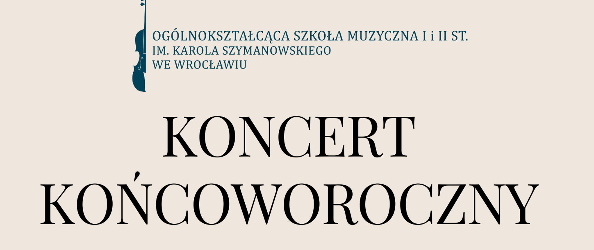 kolorowy plakat zawierający element graficzny klawiaturę fortepianu oraz logo szkoły i tytuł koncertu " Koncert końcoworoczny"
