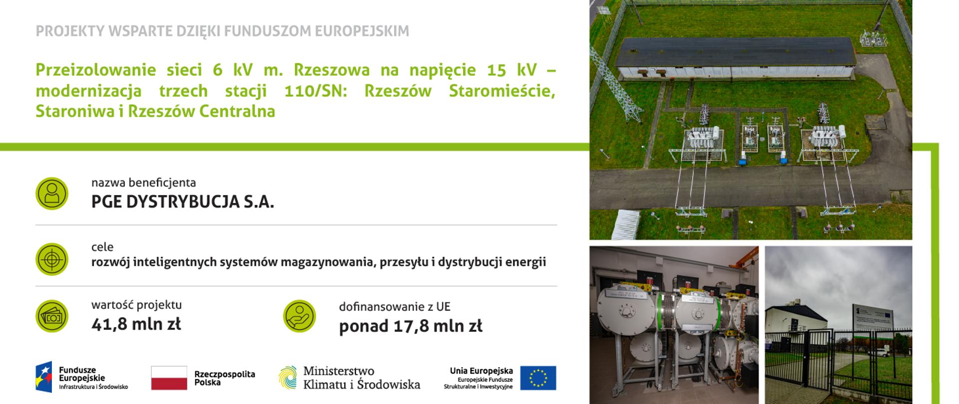 Przeizolowanie sieci 6 kV m. Rzeszowa na napięcie 15 kV – modernizacja trzech stacji 110/SN: Rzeszów Staromieście, Staroniwa i Rzeszów Centralna