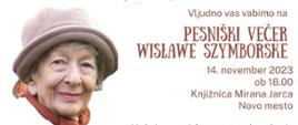 Literarni večer v letu Wisławe Szymborske