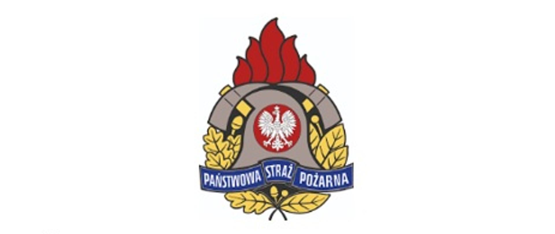 Logo Państwowej Straży Pożarnej umieszczone centralnie. Poniżej napis "Państwowa Straż Pożarna" oraz "Komenda Powiatowa PSP w Słubicach