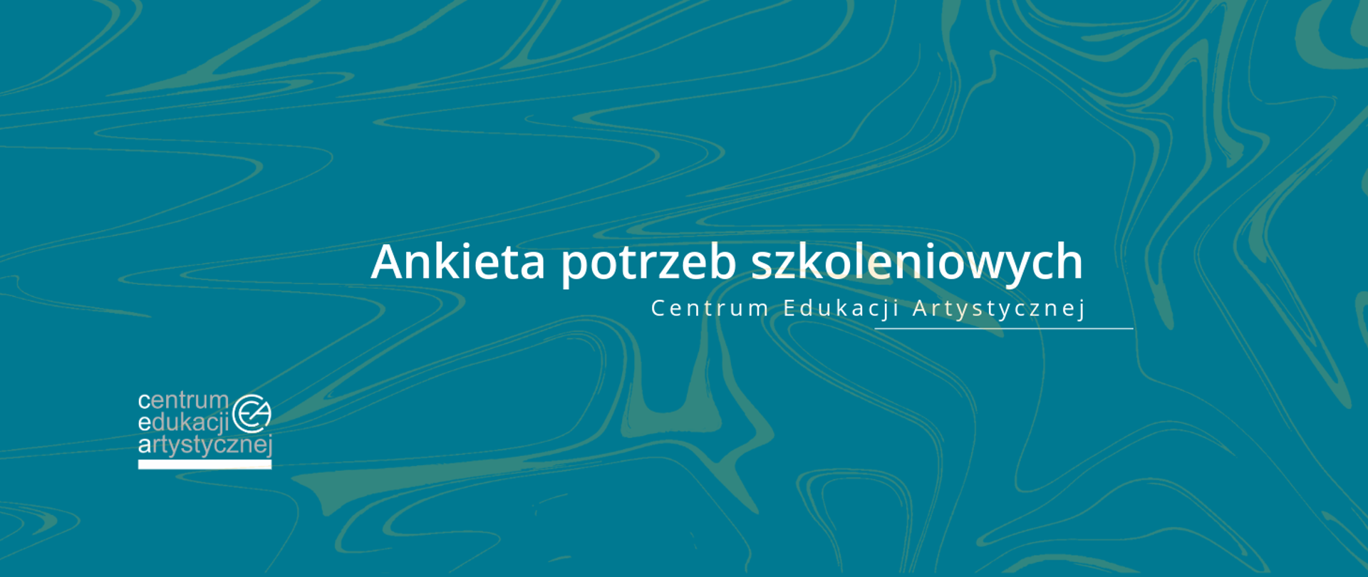 Grafika na ciemnozielonym tle z logo CEA w lewym dolnym rogu i tekstem "Ankieta potrzeb szkoleniowych CEA"