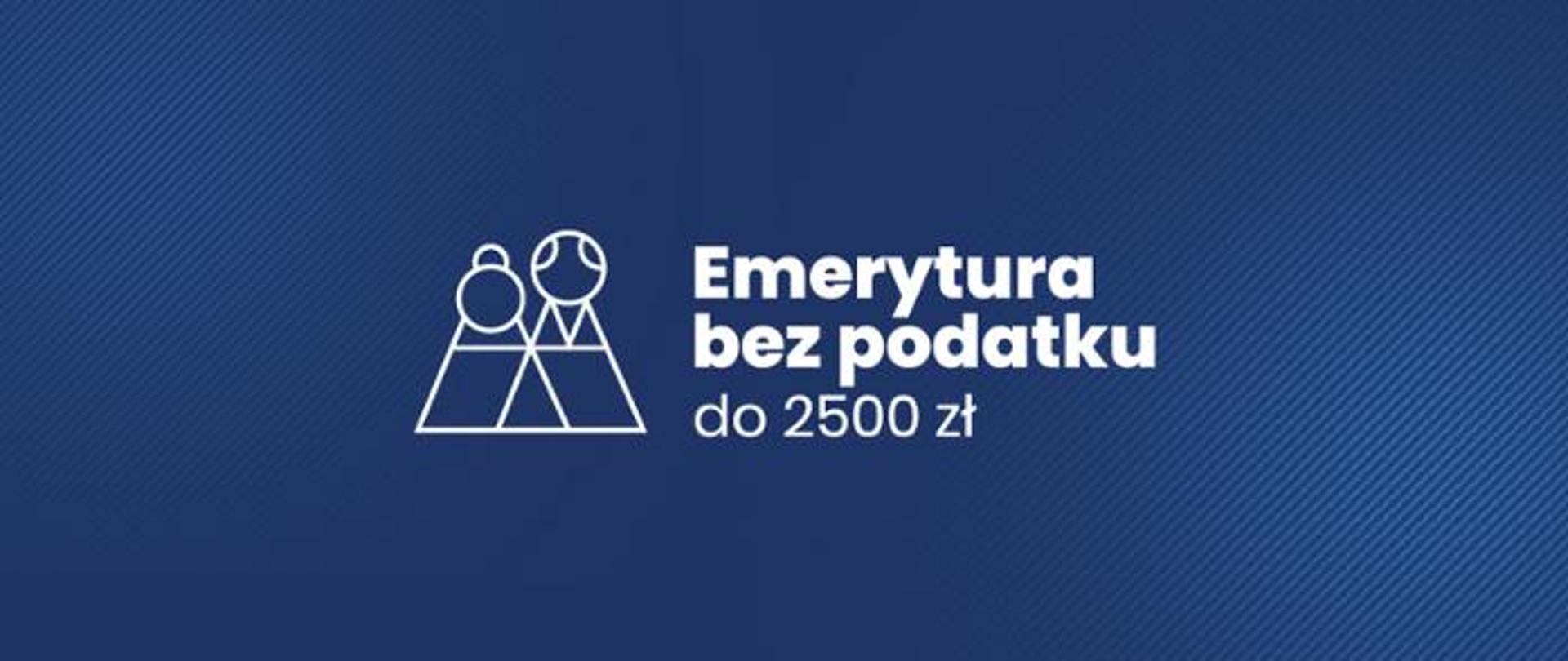 Grafika przedstawiająca dwie postacie i napis Emerytura bez podatku do 2500 zł 