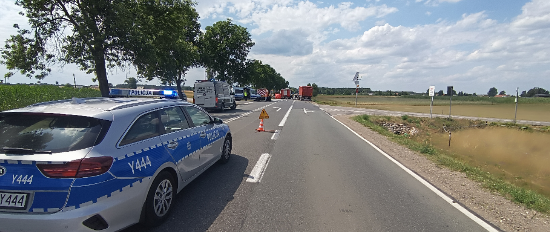 Miejsce wypadku na drodze krajowej nr 60 w miejscowości Ponikiew Duża.