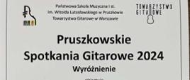 Na białym tle czarne litery Pruszkowskie Spotkania Gitarowe 2024