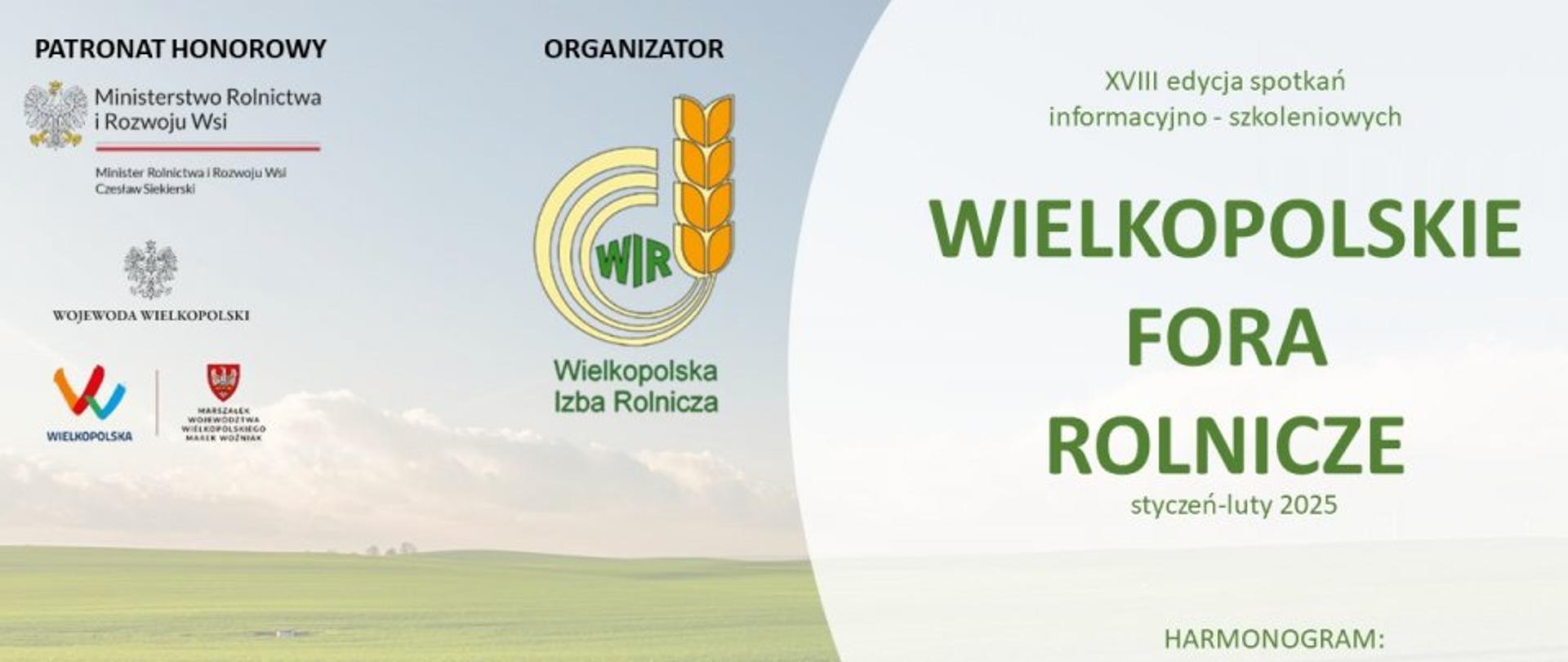 Plakat informujący o Wielkopolskich Forach Rolniczych 2025