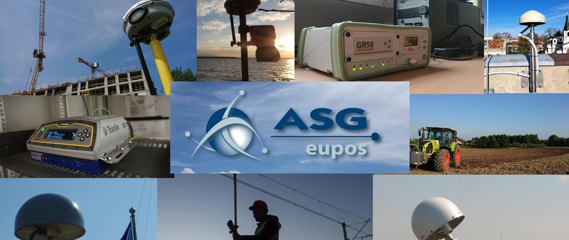 Rysunek przedstawiający mozaikę sprzętu GNSS wykorzystywanego w systemie ASG-EUPOS