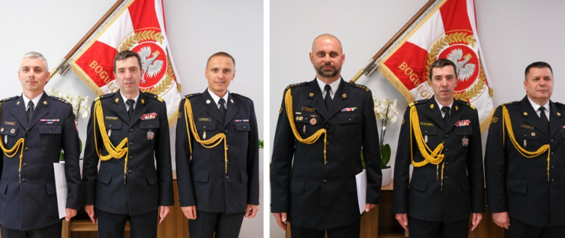 Kolaż dwóch zdjęć oficerów PSP z powołań na stanowiska zastępców komendantów wojewódzkich PSP w Krakowie i Wrocławiu.