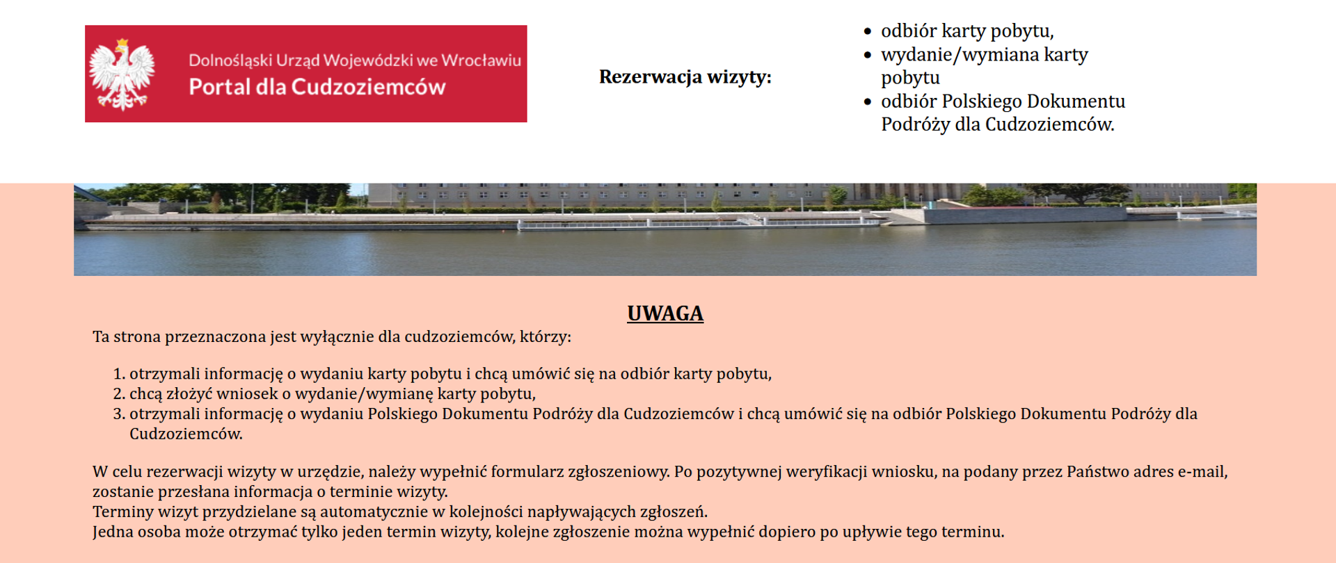 Informujemy o możliwości rezerwacji wizyty w Dolnośląskim Urzędzie Wojewódzkim w celu złożenia wniosku o wydanie lub wymianę karty pobytu za pośrednictwem formularza dostępnego na stronie DUW https://kartypobytu.duw.pl/