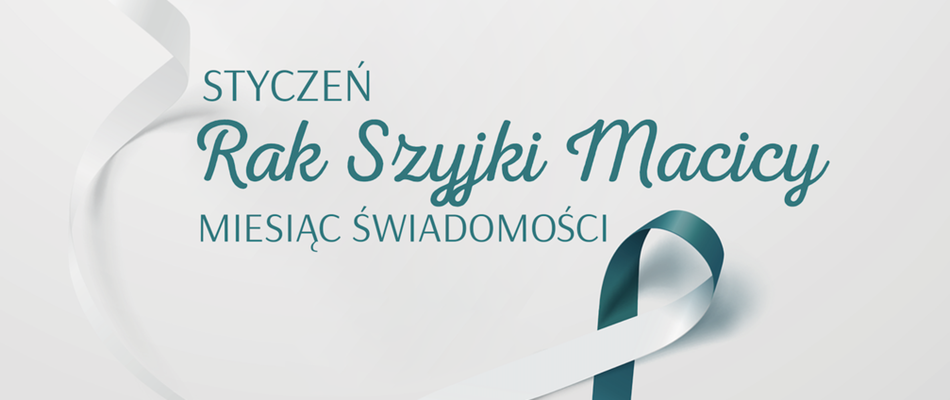 Plansza z zieloną wstążką i napisem Styczeń Miesiącem Świadomości Raka Szyjki Macicy