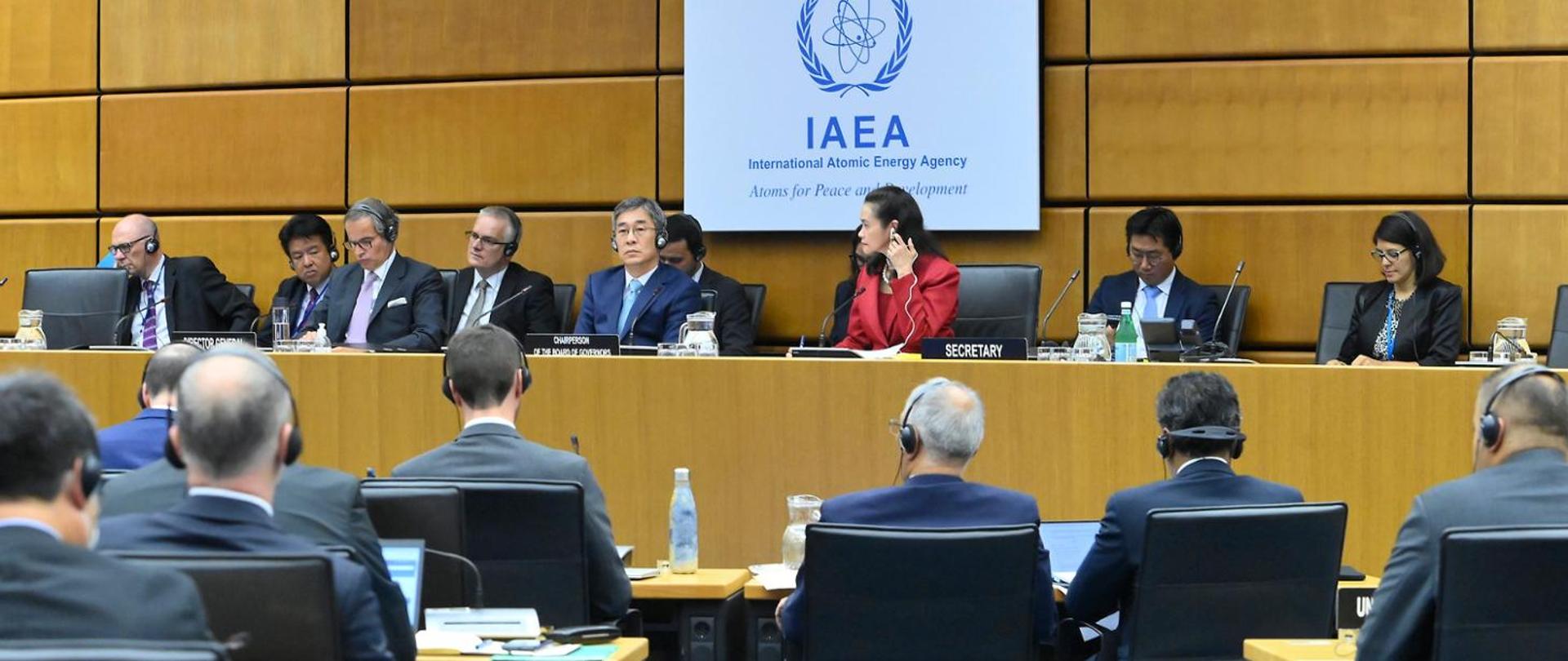 The IAEA Board of Governors - participants sit in front of the IAEA leadership
