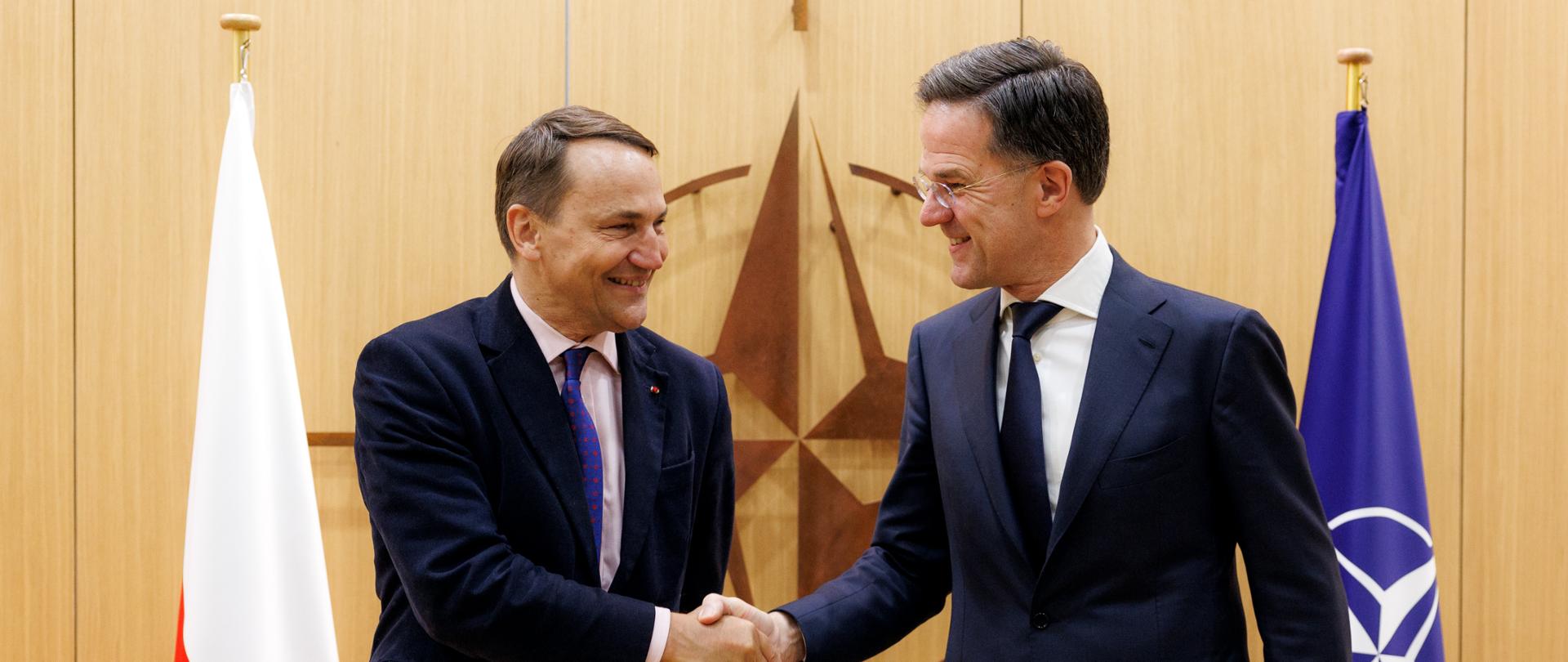 NATO Secretary General Mark Rutte meets the Minister of Foreign Affairs of Poland, Radosław Sikorski