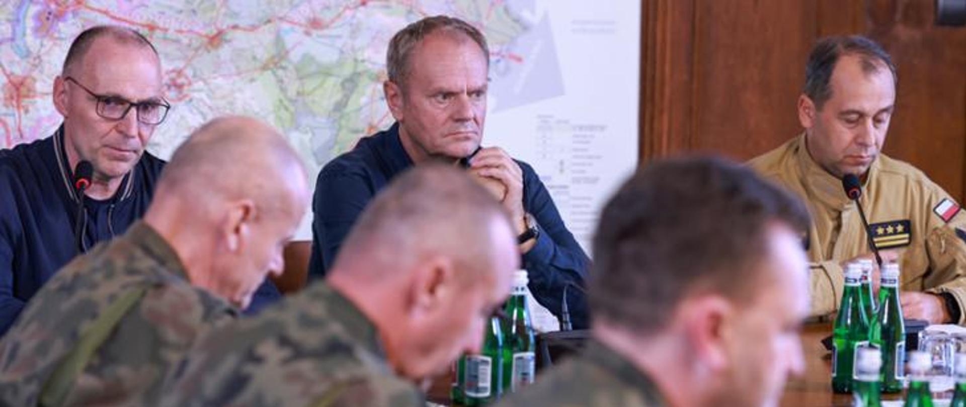 Prime Minister Donald Tusk during a meeting of the crisis staff