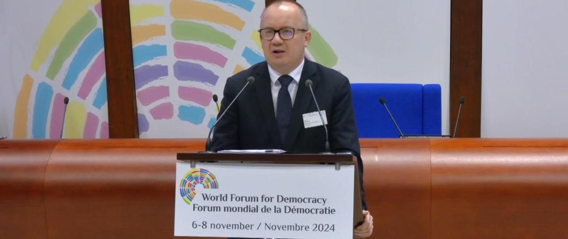 Speech by Minister Adam Bodnar during the World Forum for Democracy.