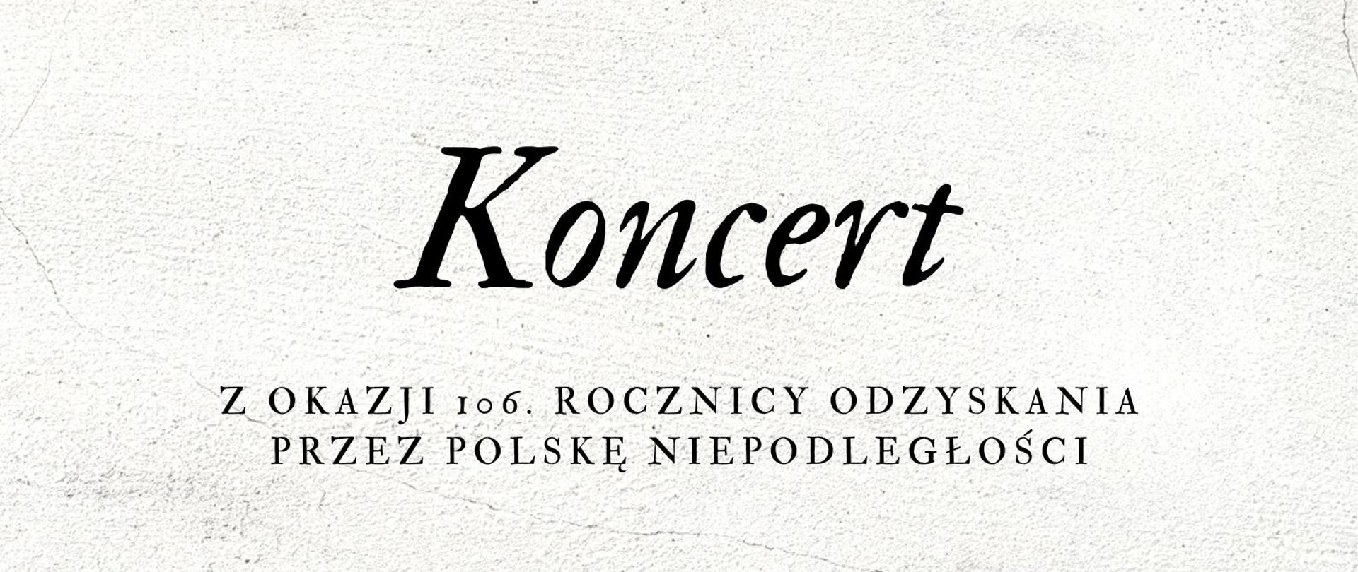 plakat dotyczący koncertu z okazji rocznicy odzyskania niepodległości. W dolnej części grafika przedstawiająca biało-czerwoną szarfę, w nagłówku logo szkoły, w centrum data i godzina koncertu - 08.11.2024 r. godz. 17.00