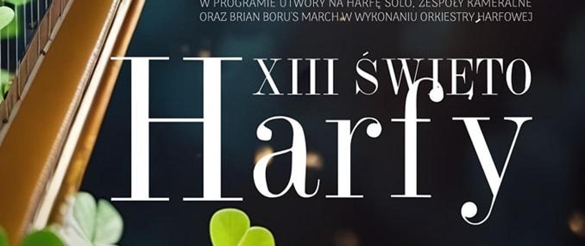 Plakat z Harfą w tle i terminem