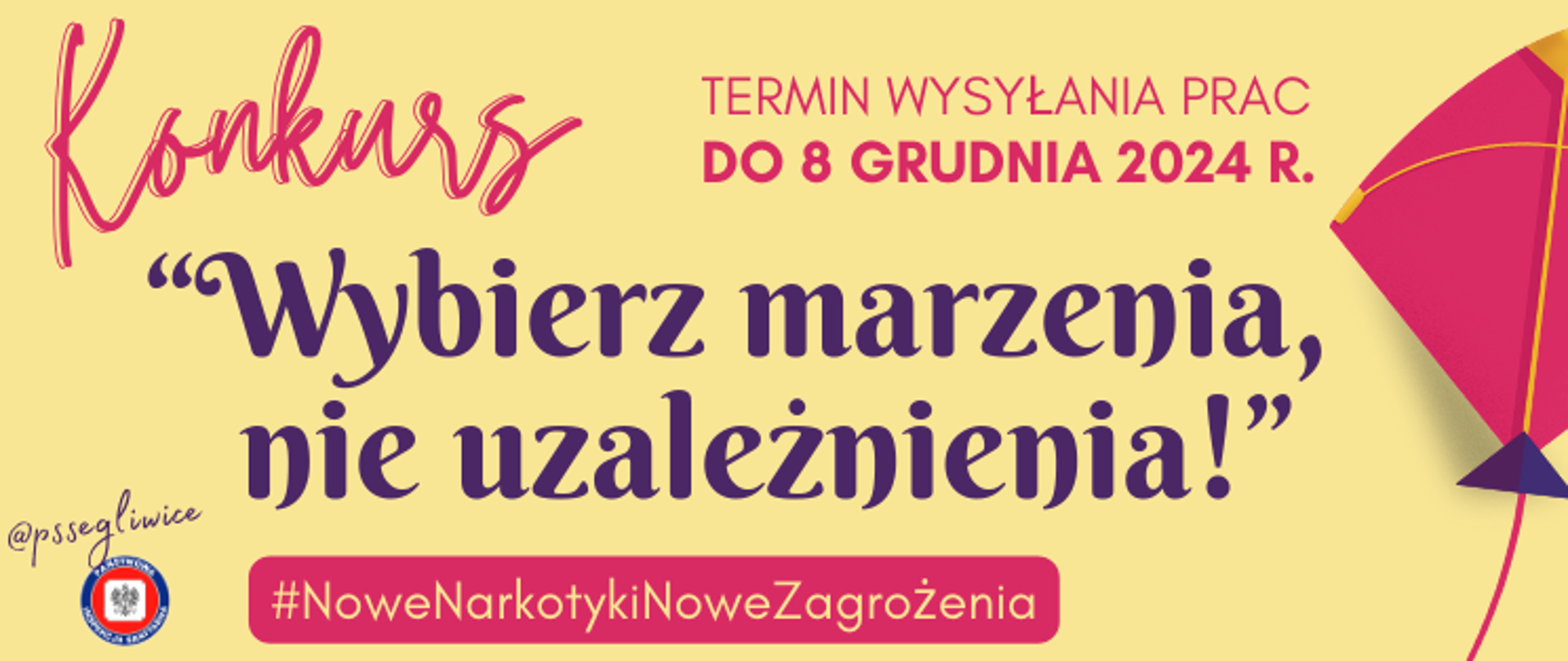 Baner konkursu "Wybierz marzenia nie uzależnienia!"