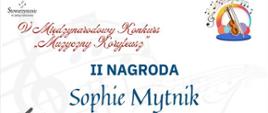 Dyplom za zajęcie II miejsca w Konkursie Muzyczny Koryfeusz - Sophie Mytnik