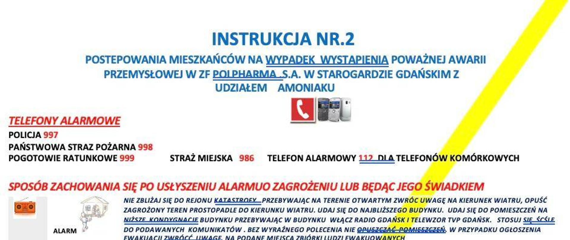 INSTRUKCJA POSTĘPOWANIA NA WYPADEK AWARII PRZEMYSŁOWEJ W ZF POLPHARMA