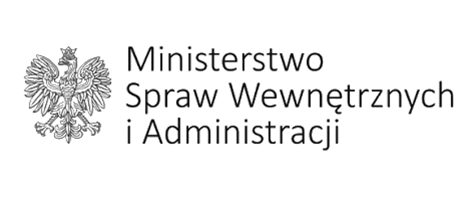 Napis Ministerstwo Spraw Wewnętrznych i Administracji oraz logo z lewej strony - Orzeł 