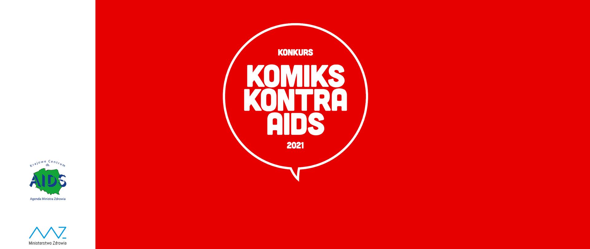 Plansza przedstawiająca obraz z napisem Komiks Kontra AIDS