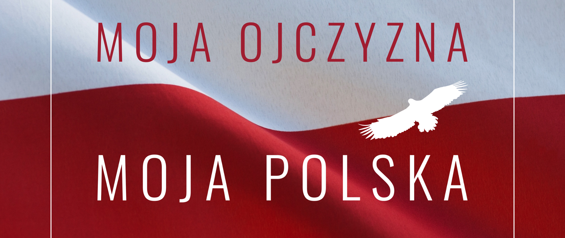 Na biało- czerwonym lekko falowanym tle jest biała ramka i od góry są cztery napisy: SERDECZNIE ZAPRASZAMY NA KONCERT, MOJA OJCZYZNA, MOJA POLSKA oraz na dole 18.01 2024.GODZ. 20:00 KOTŁOWNIA ARTYSTYCZNA BSA. Po prawej stronie rysunek białego lecącego orła.