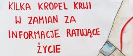 Pobieranie krwi z strzykawką, na której widniej napis HIV
